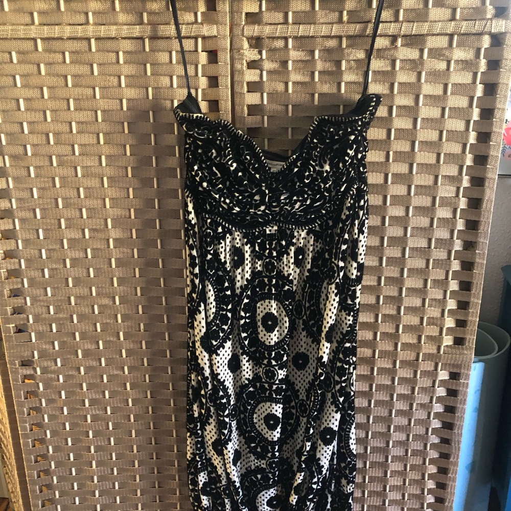 Diane Von Furstenberg Black and White Strapless Dress